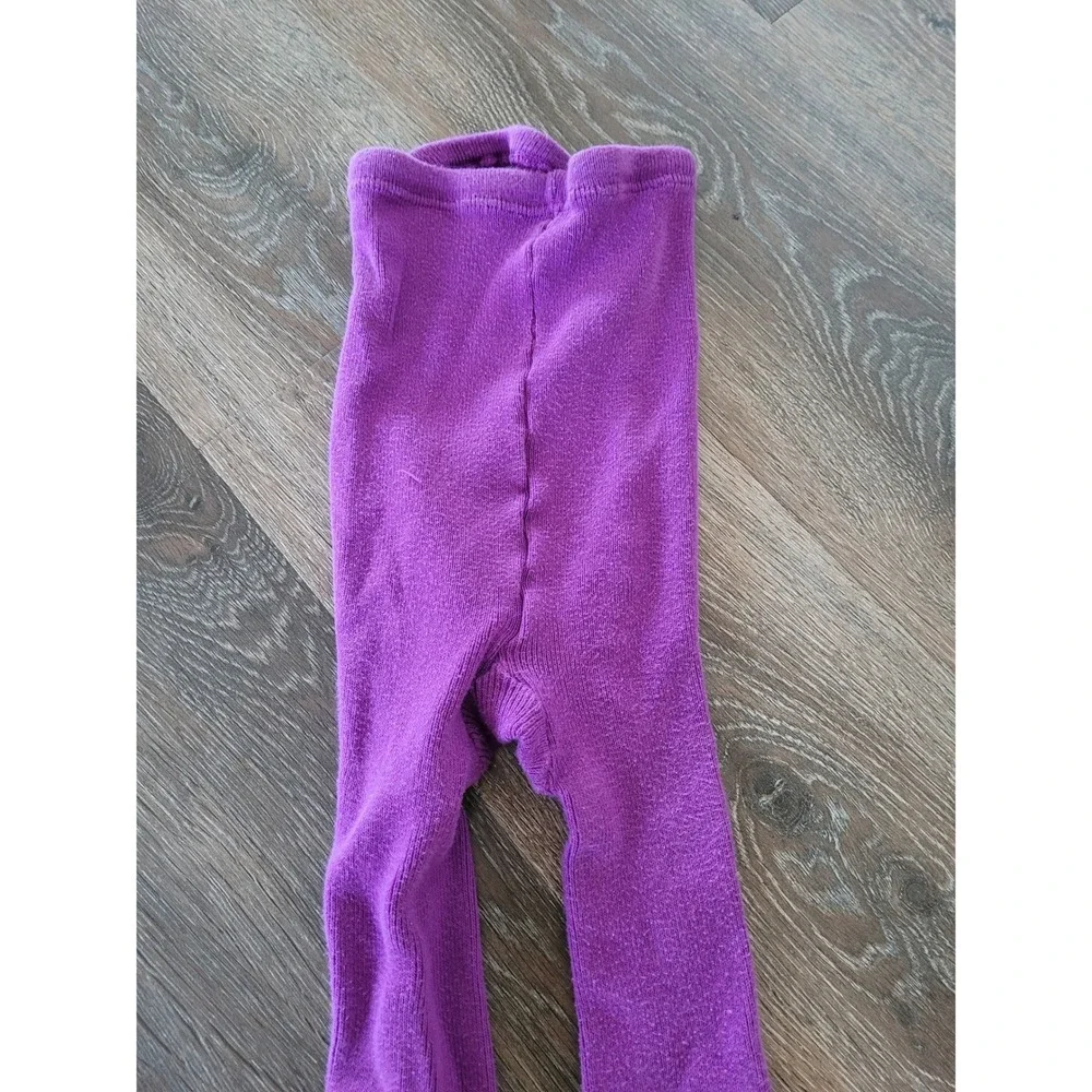 Hanna Andersson Girls Purple Ribbed Knit Footed Tights 140 size 10 #8